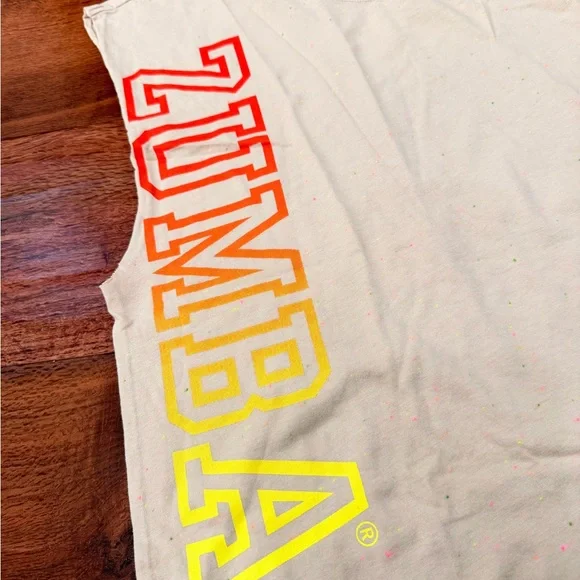 Zumba Fitness Cream Tee with Colorful Speckles - Picture 2 of 5